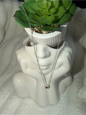 Silver Necklace with Red Heart Pendant - Women Jewelry 925